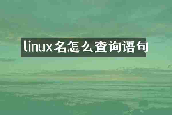 linux名怎么查询语句