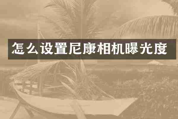 怎么设置尼康相机曝光度