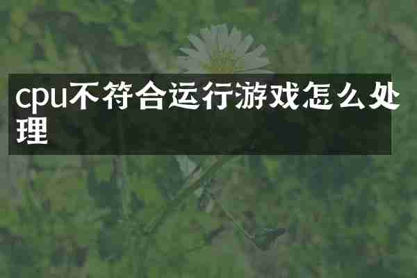 cpu不符合运行游戏怎么处理