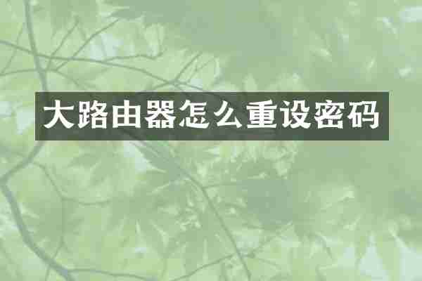 大路由器怎么重设密码