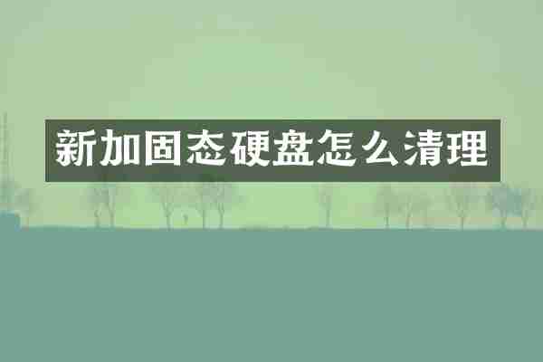 新加固态硬盘怎么清理