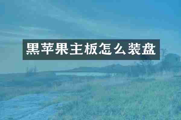 黑苹果主板怎么装盘