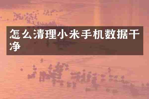 怎么清理小米手机数据干净