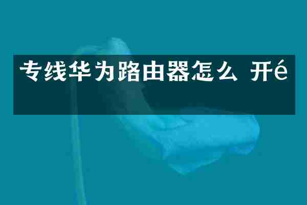 专线华为路由器怎么 开通