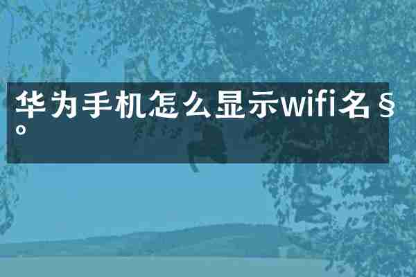 华为手机怎么显示wifi名称