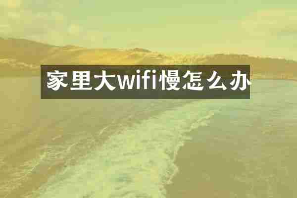 家里大wifi慢怎么办