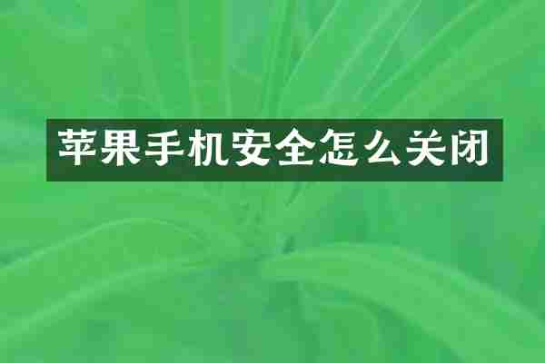 苹果手机安全怎么关闭
