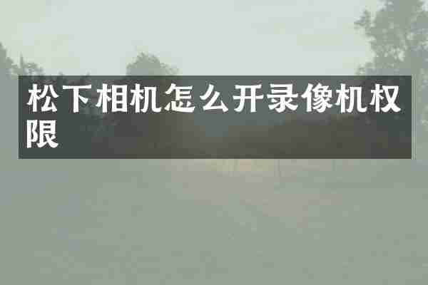 松下相机怎么开录像机权限
