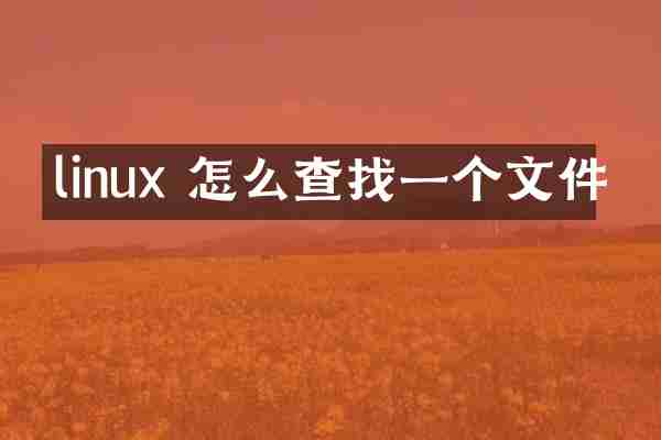 linux 怎么查找一个文件