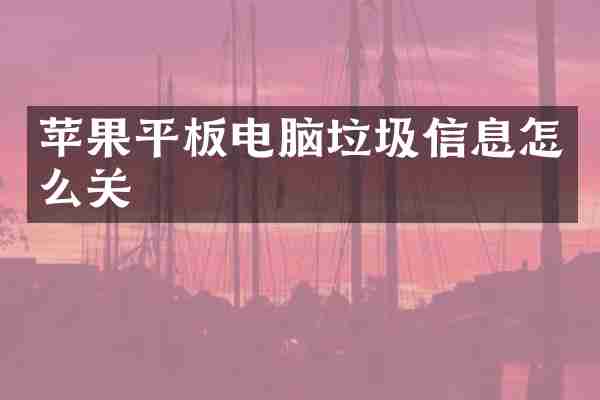 苹果平板电脑垃圾信息怎么关