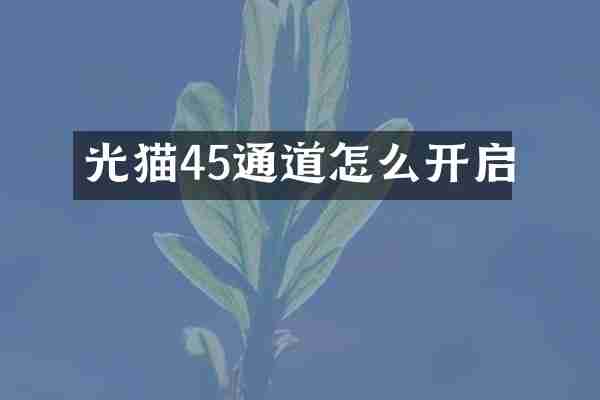 光猫45通道怎么开启
