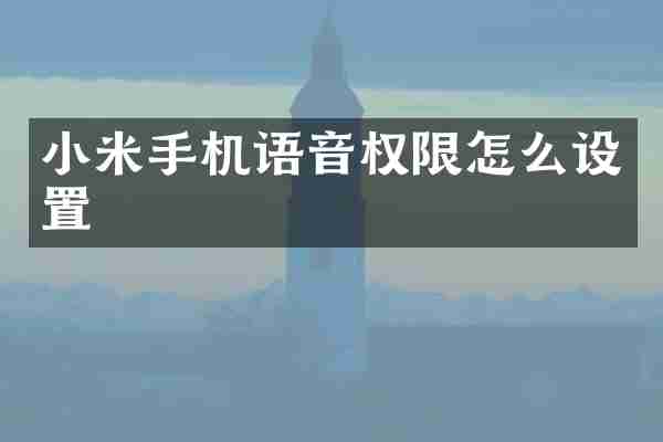 小米手机语音权限怎么设置