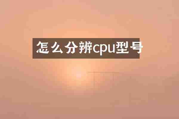 怎么分辨cpu型号