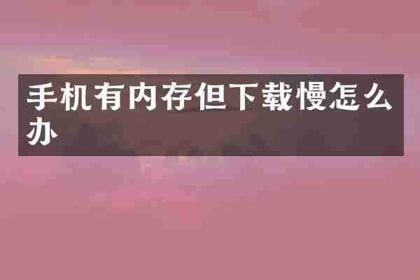 手机有内存但下载慢怎么办