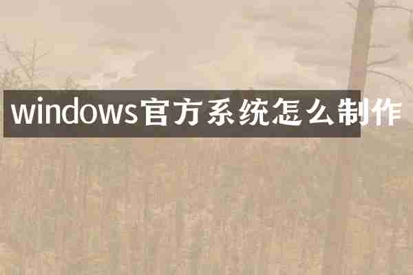 windows官方系统怎么制作