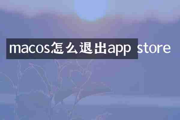 macos怎么退出app store