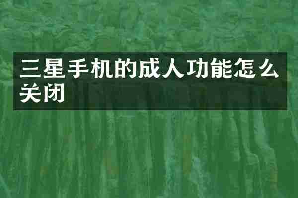 三星手机的成人功能怎么关闭