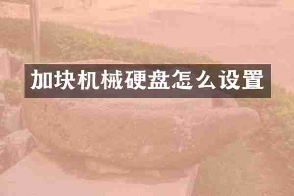 加块机械硬盘怎么设置