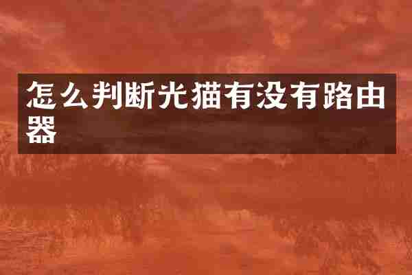 怎么判断光猫有没有路由器