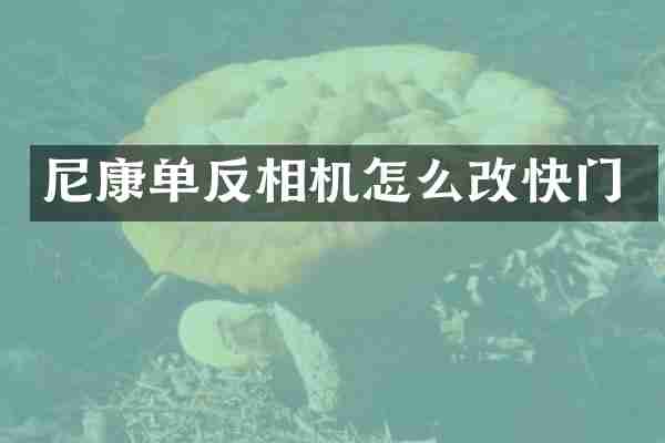 尼康单反相机怎么改快门