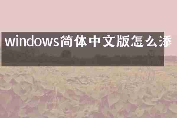 windows简体中文版怎么添加