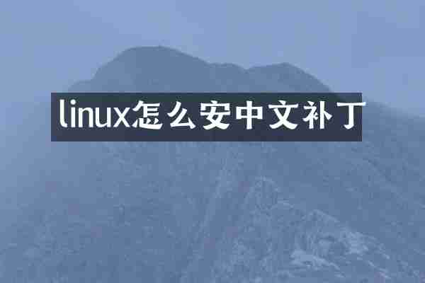 linux怎么安中文补丁
