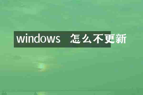 windows  怎么不更新