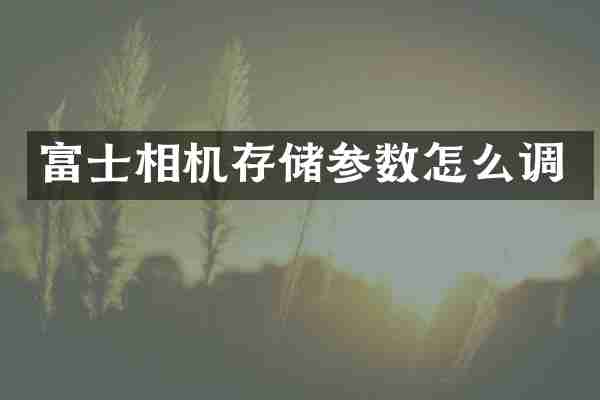 富士相机存储参数怎么调