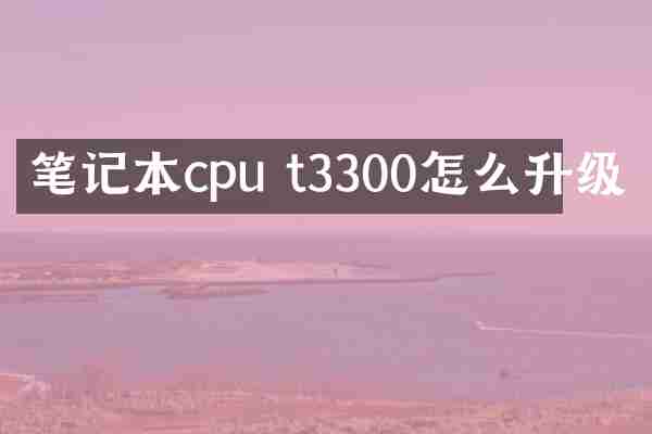 笔记本cpu t3300怎么升级