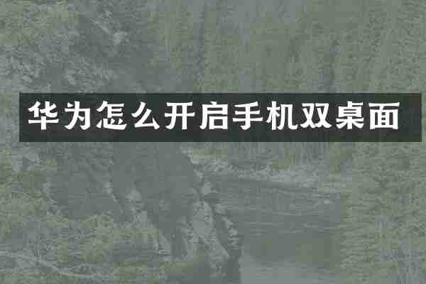 华为怎么开启手机双桌面