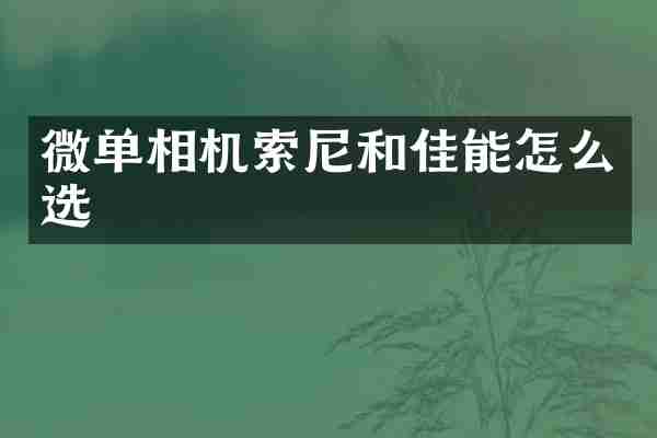 微单相机索尼和佳能怎么选