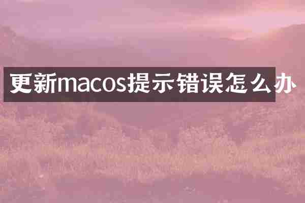 更新macos提示错误怎么办