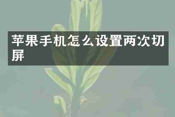 苹果手机怎么设置两次切屏