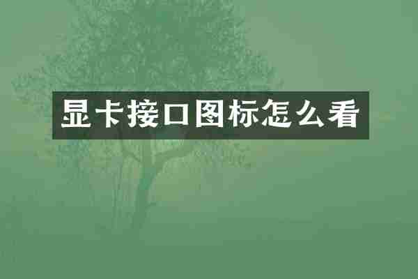 显卡接口图标怎么看