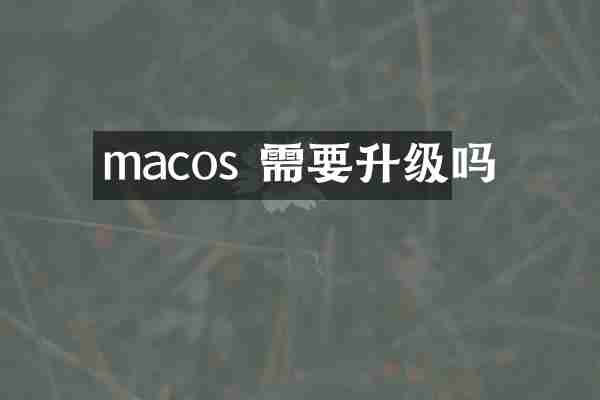 macos 需要升级吗