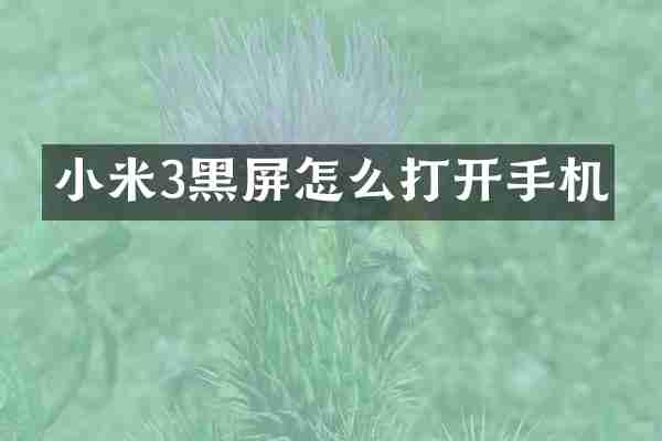 小米3黑屏怎么打开手机
