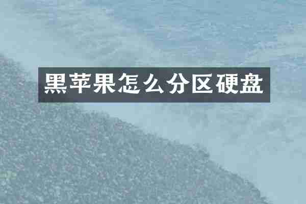 黑苹果怎么分区硬盘