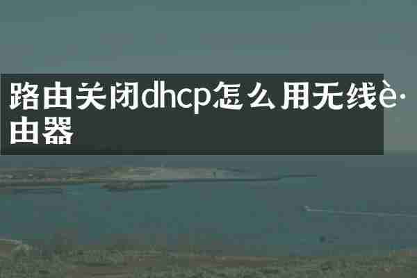 路由关闭dhcp怎么用无线路由器