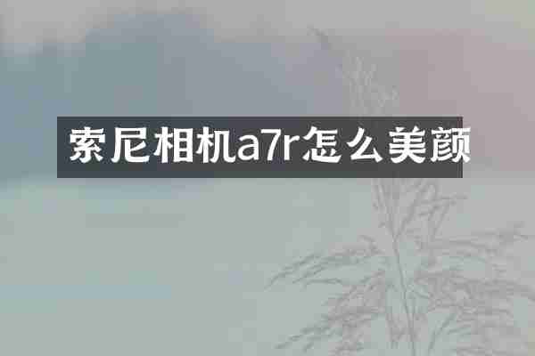 索尼相机a7r怎么美颜