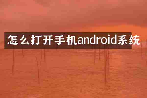 怎么打开手机android系统