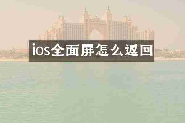 ios全面屏怎么返回