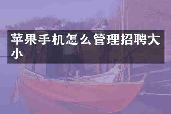 苹果手机怎么管理招聘大小