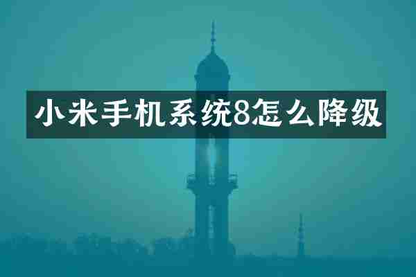 小米手机系统8怎么降级