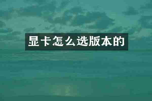 显卡怎么选版本的