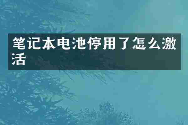 笔记本电池停用了怎么激活