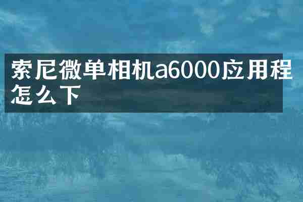 微单相机a6000应用程序怎么下
