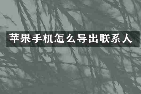 苹果手机怎么导出联系人