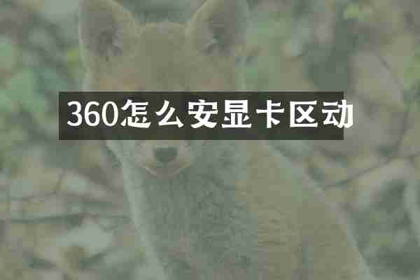 360怎么安显卡区动