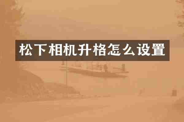 松下相机升格怎么设置
