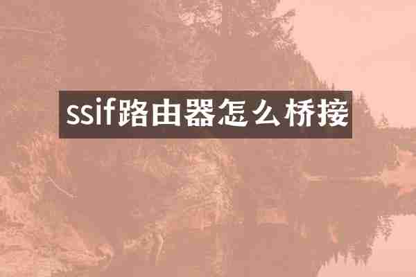 ssif路由器怎么桥接